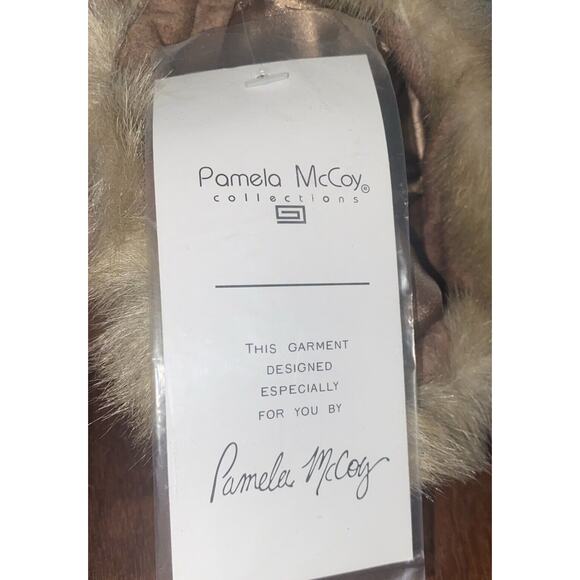 Pamela McCoy New Wool Cashmere Blend Faux Fur Jacket Tan 1X 2X Read Measurements - Picture 11 of 11
